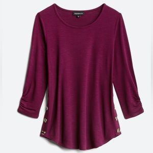 Stitch Fix Fortune + Ivy Amiel Button Detail Ruched Sleeve Knot Top XL